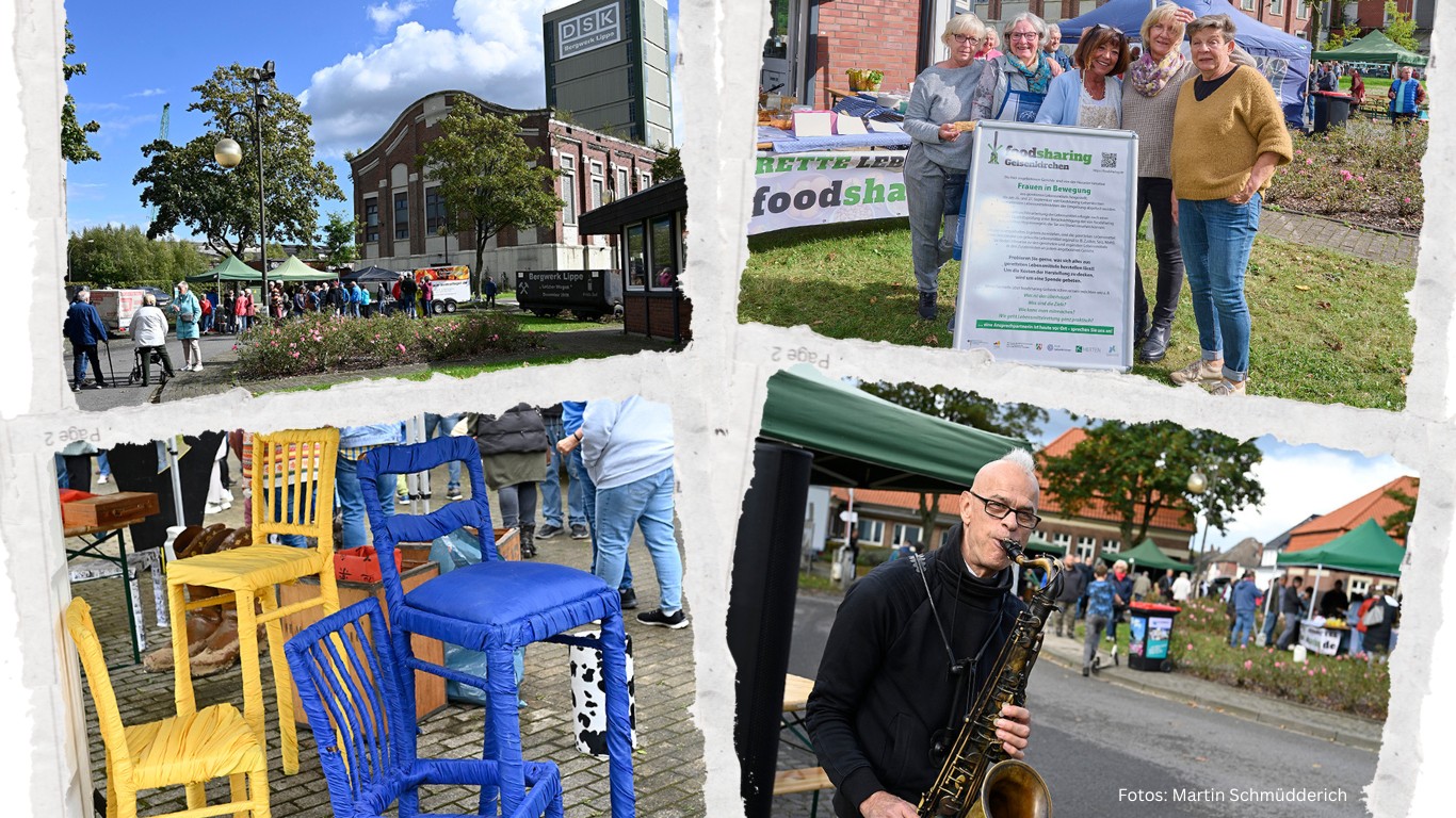 Collage mit verschiedenen Bildern vom Trödelmarkt auf der Neuen Zeche Westerholt